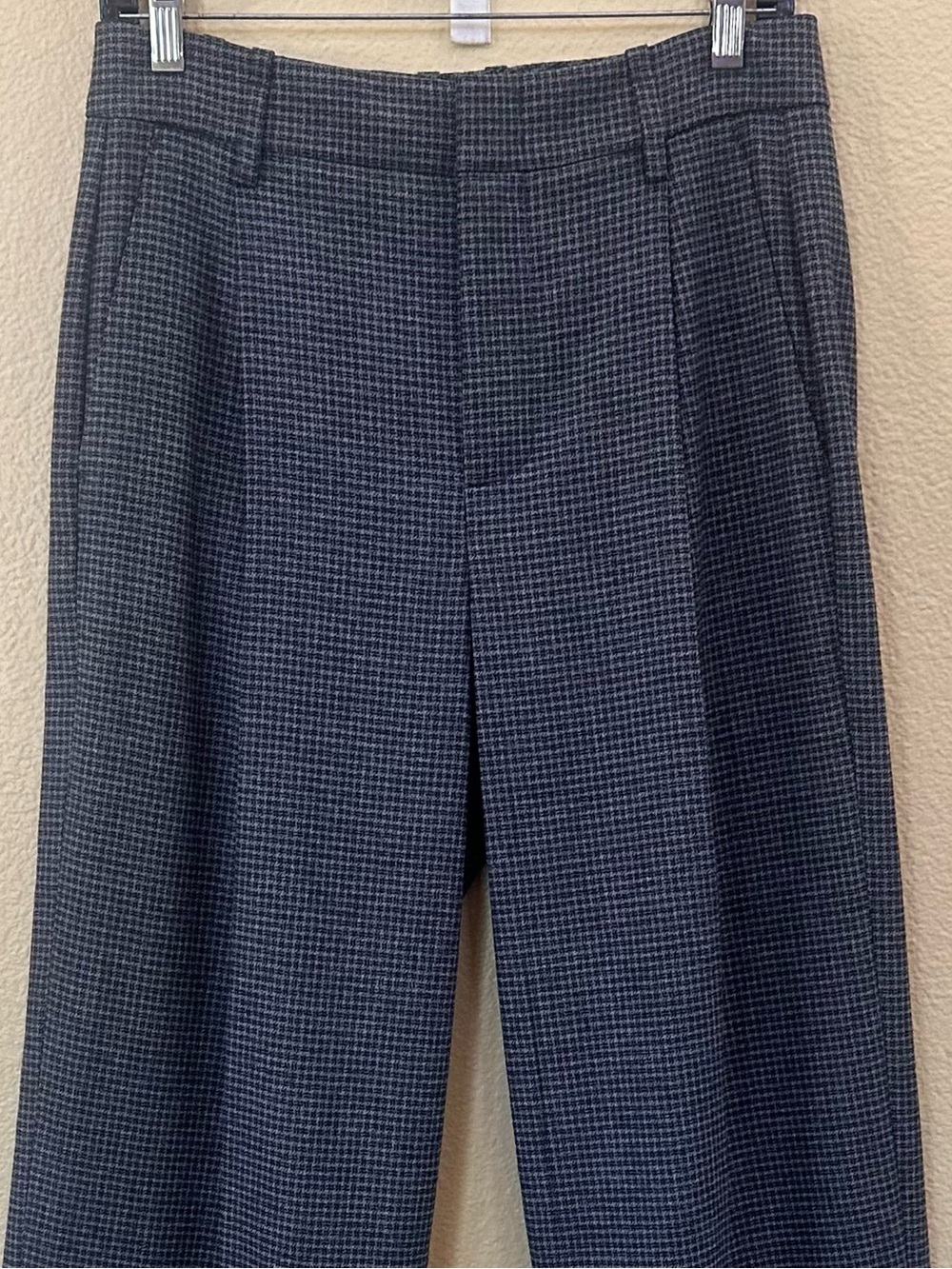 Vince High-Waisted Microcheck Wide Leg Wool Blend Trousers Size 4 Like New! - Picture 6 of 12
